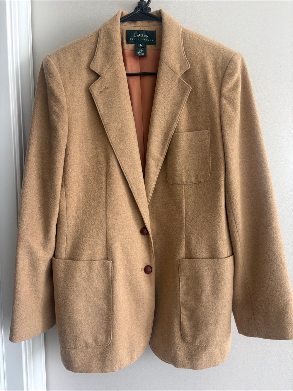 Lauren Ralph Lauren Classic Tan Camel Blazer Sport Coat Size 12 Preppy
